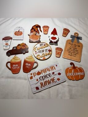 Autumn Pumpkin Spice Tray Décor Set - Orange